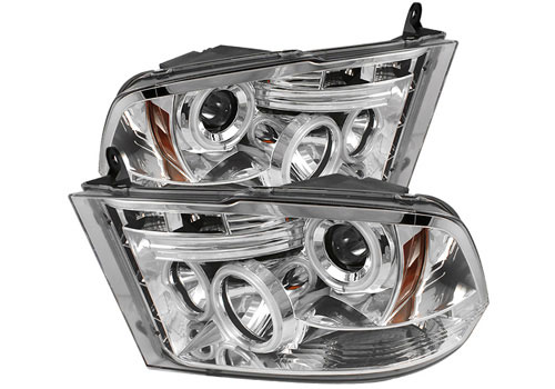 Chrome CCFL Halo Headlights w/Daytime Lights 09-18 DODGE RAM - Click Image to Close